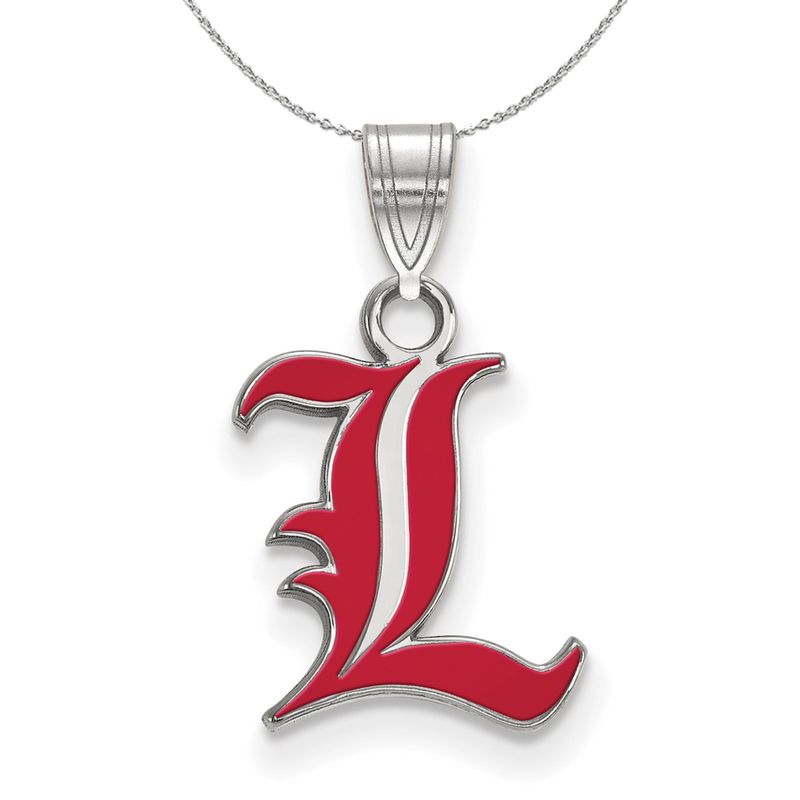 Sterling Silver U. Of Louisville Small Enamel Necklace - 16 Inch